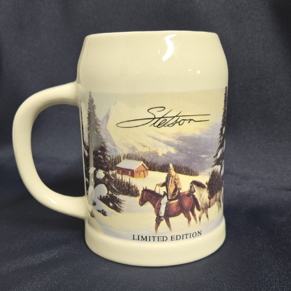Stetson Limited Edition Beer Stein Coffee Mug 20 oz. NICE Cowboy Horse Winter